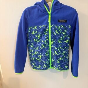 Lands' End Vibrant Blue and Green Patterned Fleece